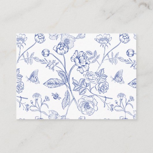 Regency Blue Floral Wedding Accommodations Informatiekaartje (Achterkant)