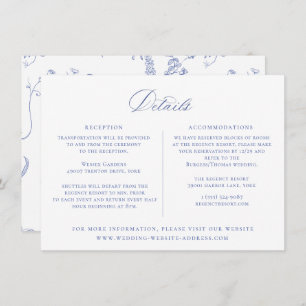 Regency Blue Floral Wedding Details Kaart