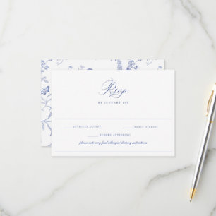 Regency Blue Huwelijksvoedsel Allergie Dieetbeperk RSVP Kaartje