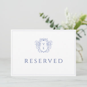 Regency Blue Monogram Crest Reserved Table Kaart