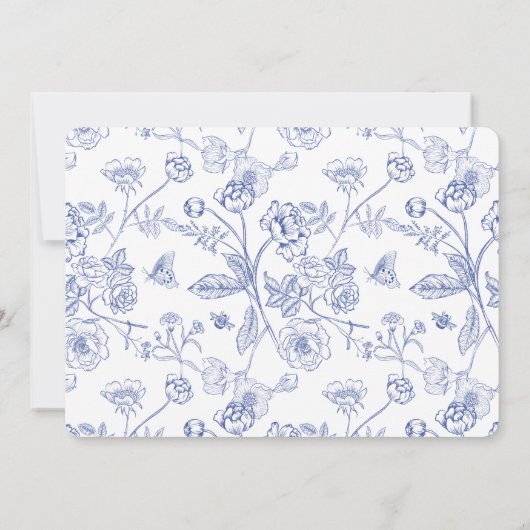 Regency Blue Monogram Crest Wedding Save The Date (Achterkant)