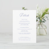 Regency Blue Wedding Details Informatiekaartje (Staand voorkant)