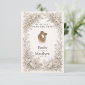 Regency Botanical Engraving Save the Date Card (Debout devant)