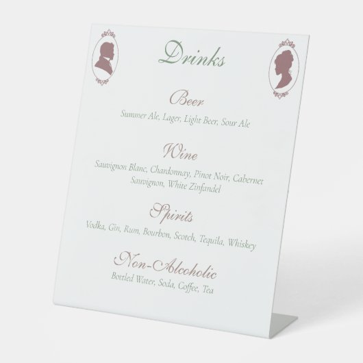 Regency Bridgerton Pink Roses Cameo Reclamebord Met Voetstuk (Voorkant)