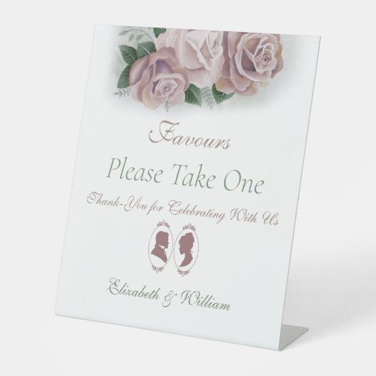 Regency Bridgerton Pink Roses Cameo Reclamebord Met Voetstuk (Voorkant)