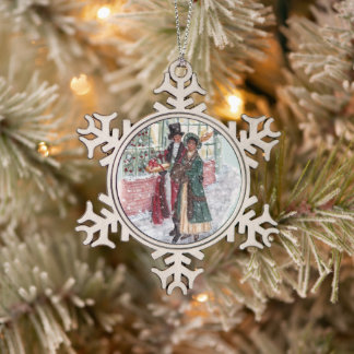 Regency Christmas Shoppers - Jane Austen Tin Sneeuwvlok Ornament
