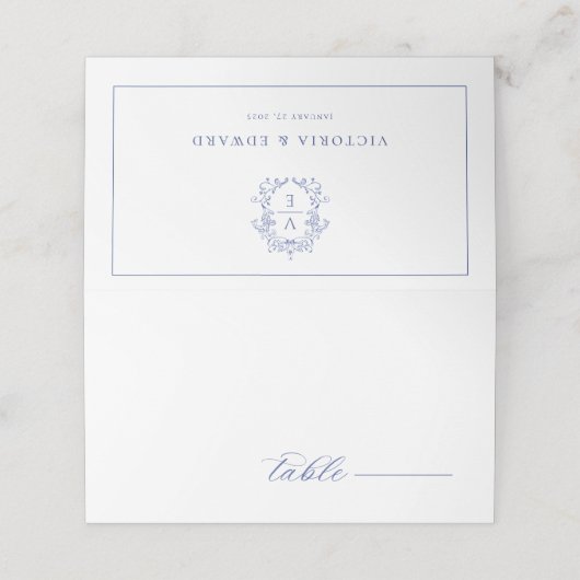 Regency Crest Monogram Weddenschapskaart (Buitenkant ongevouwen)