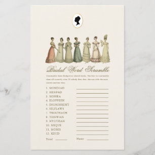 Regency Dames Woord Puzzel Bruidsbad Feestspel