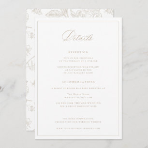 Regency Era Beige Mariage Détails Carte
