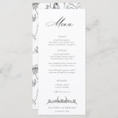 Regency Era Black  Floral Wedding Menu (Voorkant / Achterkant)