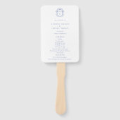 Regency Era Blue Crest Monogram Trouwprogramma Handwaaier (Voorkant)