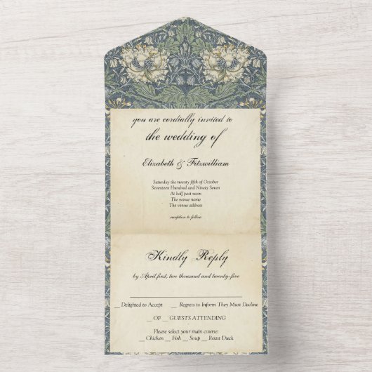 Regency Era Bruiloft Alles In Een Uitnodiging (Binnen)