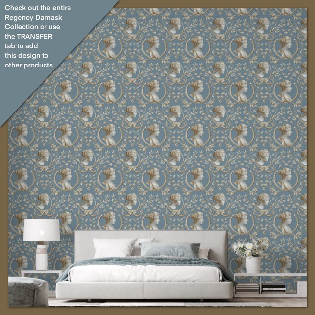 Regency Era Cameo en Floral Damask geïnspireerd Behang (Creator heeft geüpload)