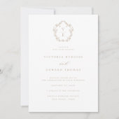 Regency Era Crest Beige Monogram Wedding Kaart (Voorkant)