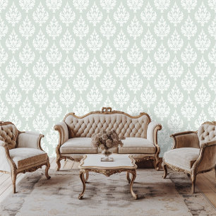 Regency Era Inspiré Damask Scroll Papier peint feu