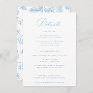 Regency Era Light Sky Blue Wedding Details Informatiekaartje