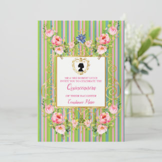Regency Era Quinceanera Invitation sophistiquée
