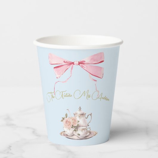 Regency Era Vrijgezellenfeest Lint Tea Party Papieren Bekers (Voorkant)