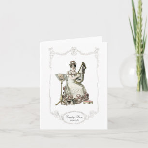 Regency Fashion Plate 1819 Carte pour notes Chien 