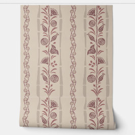 Regency Floral Sophisticated Stripes Mute Burgundy Behang