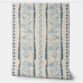 Regency Floral Stripes - Dusty Blue - cream  Behang