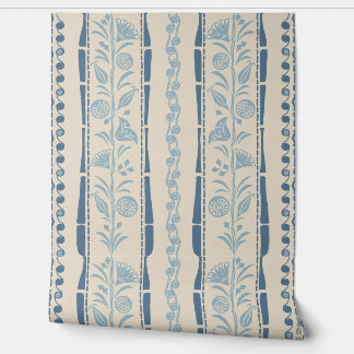 Regency Floral Stripes - Dusty Blue - cream Behang