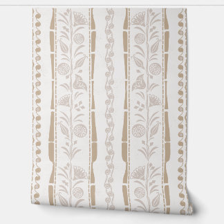 Regency Floral Stripes - Sand Beige - Cream Behang