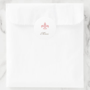 Regency Frans Roze Fleur de Lis Merci Bruiloft Ronde Sticker