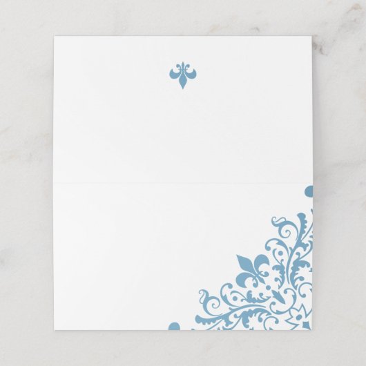 Regency French Blue Fleur de Lis Pattern Wedding (Buitenkant ongevouwen)