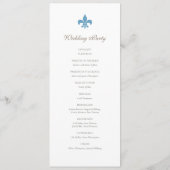 Regency French Blue Fleur de Lis Pattern Wedding Programma (Achterkant)