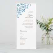 Regency French Blue Fleur de Lis Pattern Wedding Programma (Staand voorkant)