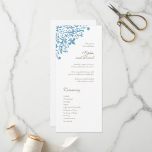 Regency French Blue Fleur de Lis Pattern Wedding Programma