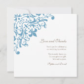 Regency French Blue Fleur de Lis Wedding Photo Bedankkaart (Achterkant)