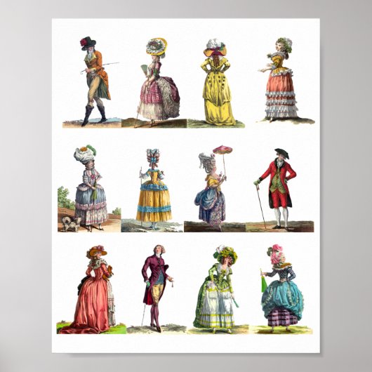 Regency French Mode Design Marie Antoinette Pos Poster (Voorkant)