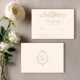 Regency Garden Vintage Classic Romantic Wedding RSVP Kaartje