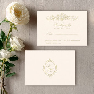 Regency Garden Vintage Klassieke Romantische Bruil RSVP Kaartje