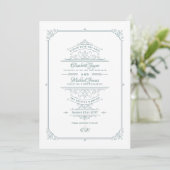 Regency Gedekte Wedding sparen de Blauwgroen Datu Kaart (Staand voorkant)