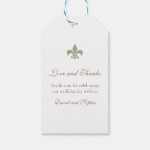 Regency Groen Frans Fleur de Lis Merci Bruiloft Cadeaulabel