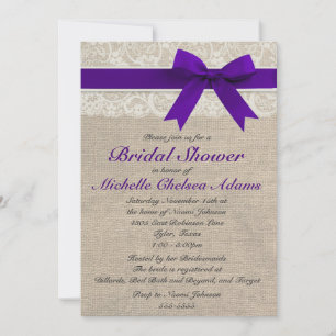 Regency Lace Burlap Bruids Douche Uitnodiging