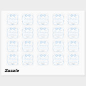 Regency Light Blue Bow Wedding Shower Favoriet Vierkante Sticker (Vel)