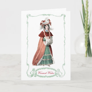 Regency Mode Bord Kerst Kaart Antiek Print