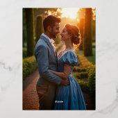 Regency Monogram Crest Foto Huwelijk Folie Uitnodiging (Achterkant)