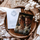  Regency Monogram Crest & Fotobruiloft Bedankkaart