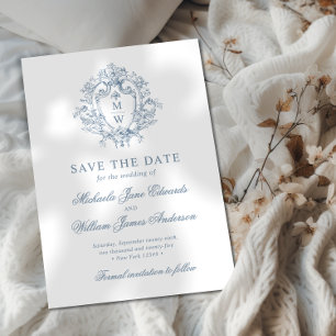  Regency Monogram Crest Niet-Foto Huwelijk Save The Date