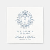  Regency Monogram Crest Wedding Aangepaste tekst Servet (Voorkant)