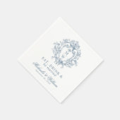 Regency Monogram Crest Wedding Aangepaste tekst Servet (Hoek)