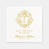 Regency Monogram Crest Wedding Aangepaste tekst Servet (Voorkant)