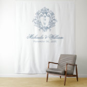  Regency Monogram Crest Wedding Achtergrond Wandkleed (In situ)