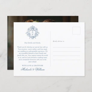  Regency Monogram Crest Wedding Bedankt Briefkaart