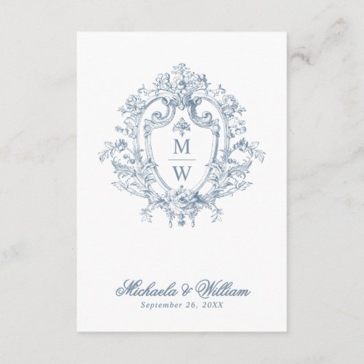 Regency Monogram Crest Wedding Details QR Informatiekaartje (Achterkant)